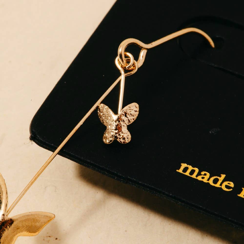 Butterflies And Bar Hook Dangle Earrings