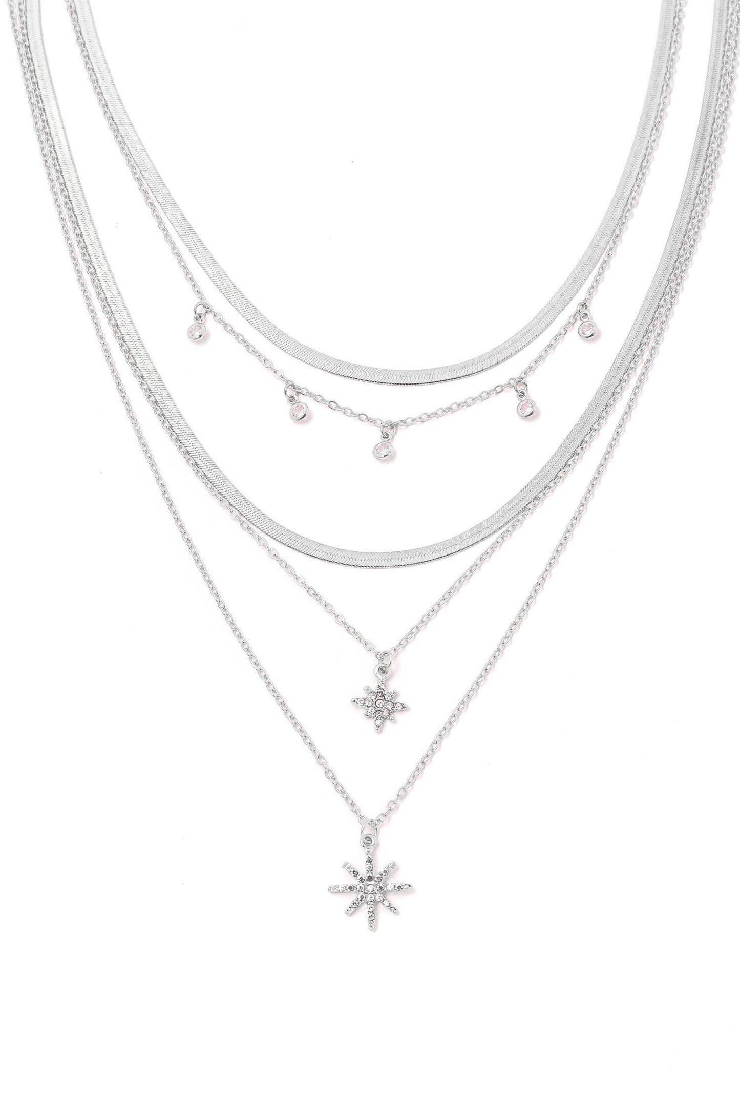 Mixed Herringbone Star Layered Necklace