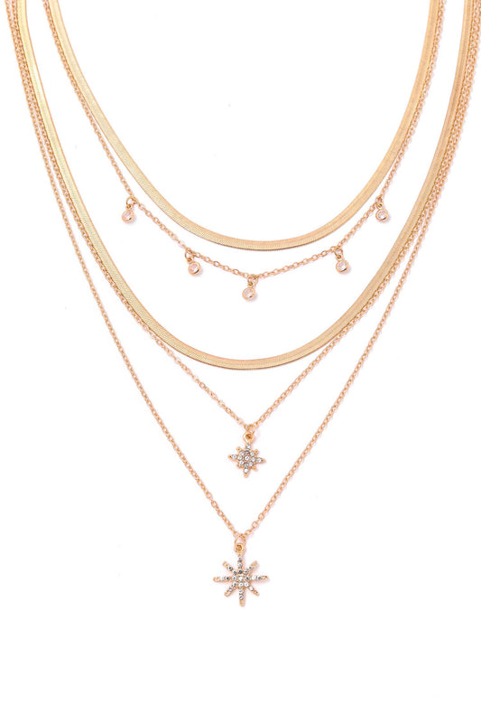 Mixed Herringbone Star Layered Necklace
